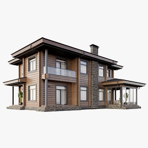Wooden Cottage House 1 3D model