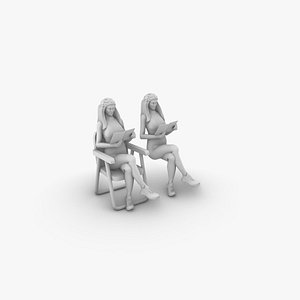 3D model Woman reading