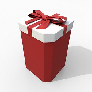 3D model Gift Box - Tall Beveled Edge with Fixed Ribbon Bow