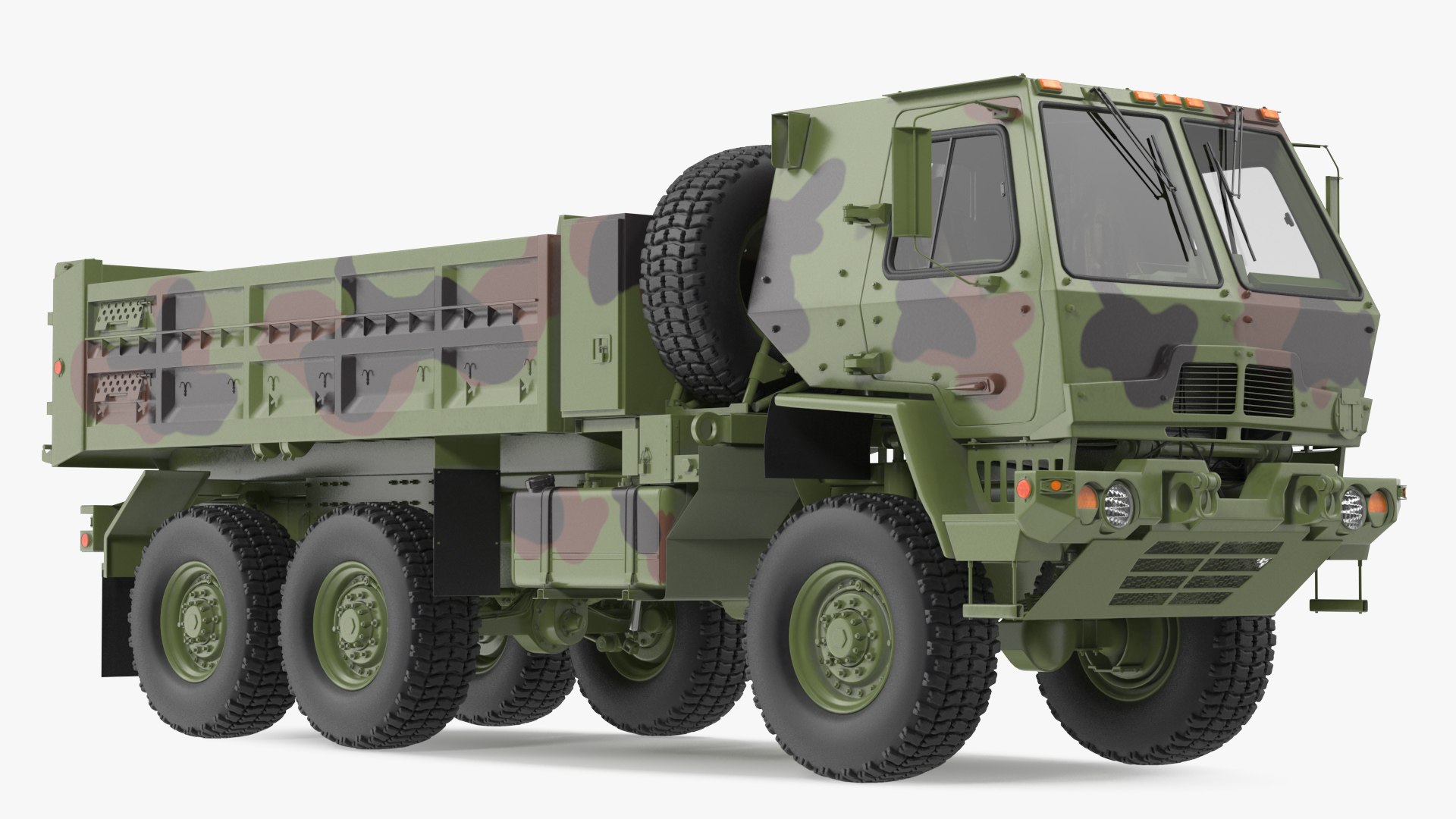 Oshkosh FMTV 10 Ton Dump Truck Camo Rigged 3D model preview