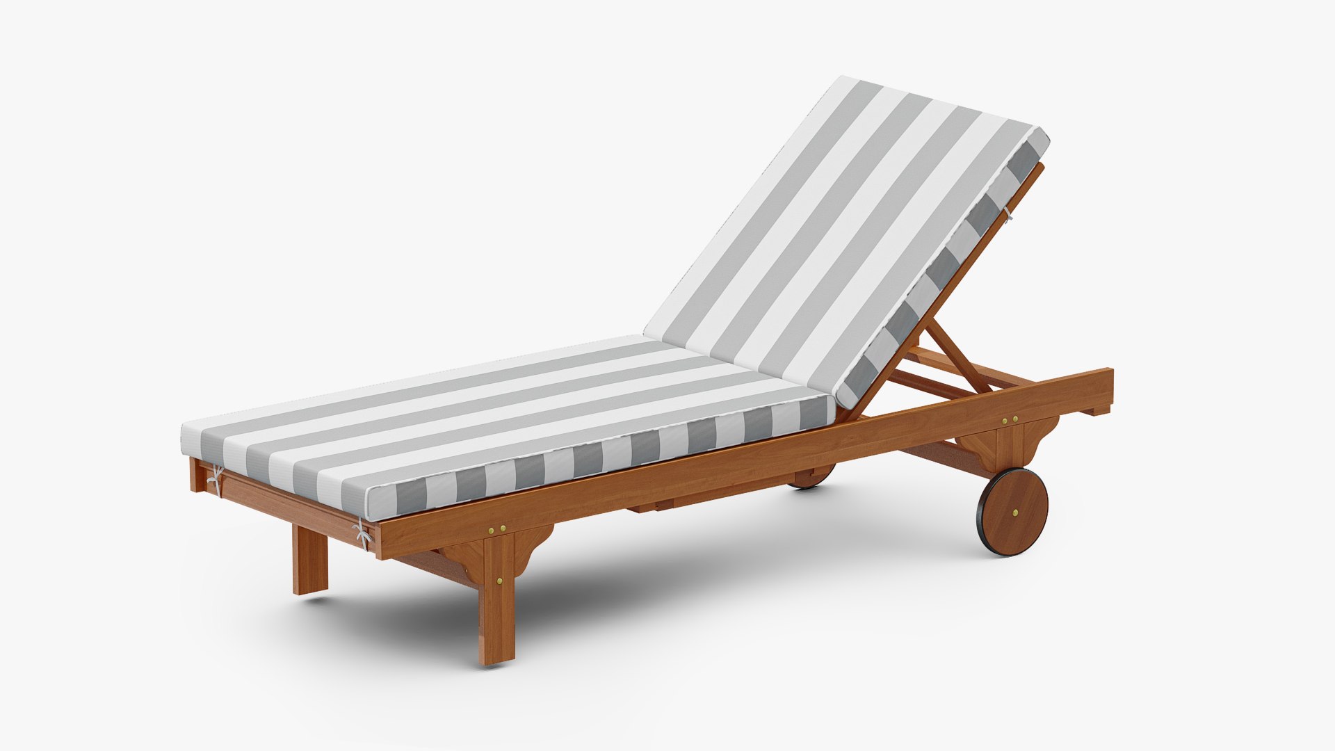 Outdoor Patio Fabric Chair with Gray Stripes 3D model preview