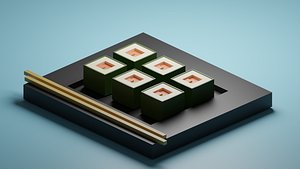 Sushi for interiors games PBR low-poly Game ready game dev
