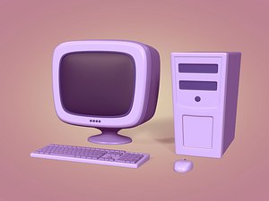 Cartoon Desktop Computer - PC -- Monitor Screen Keyboard Mouse
