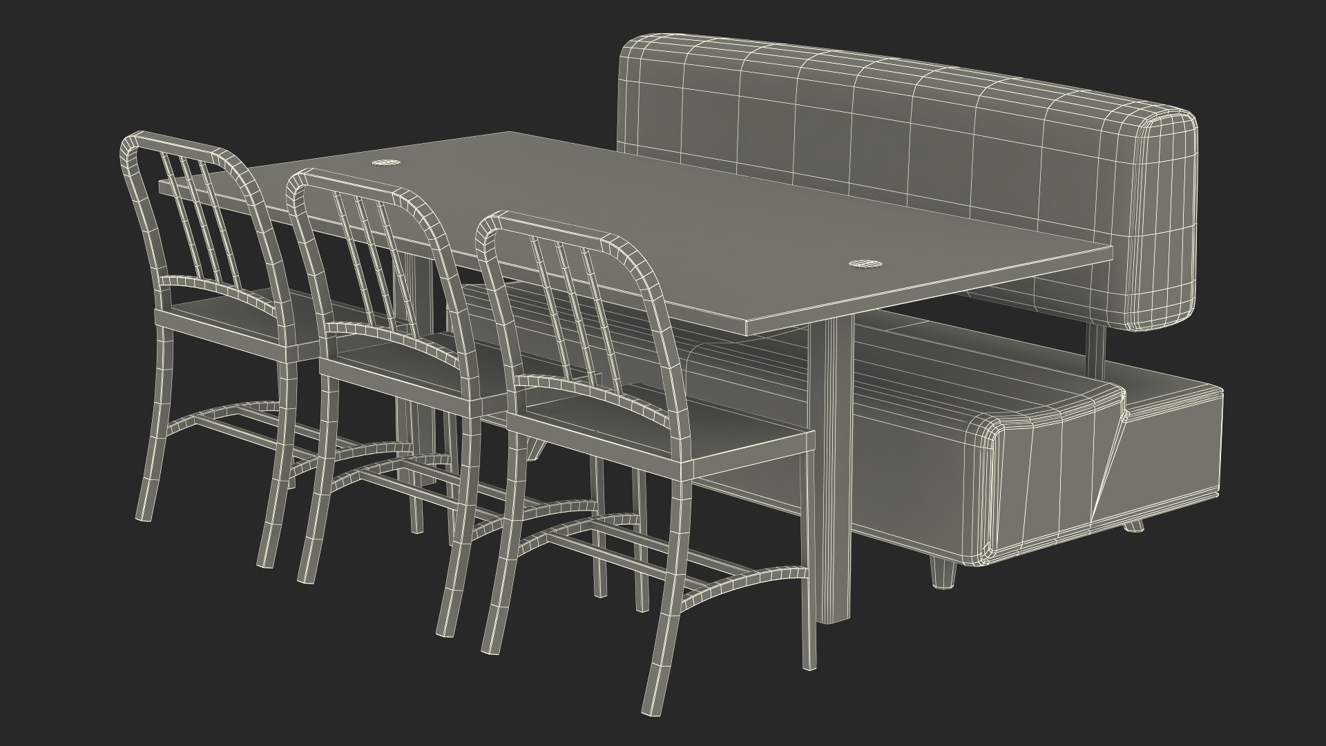 3D Model Fast Food Table And Seating - TurboSquid 2318317
