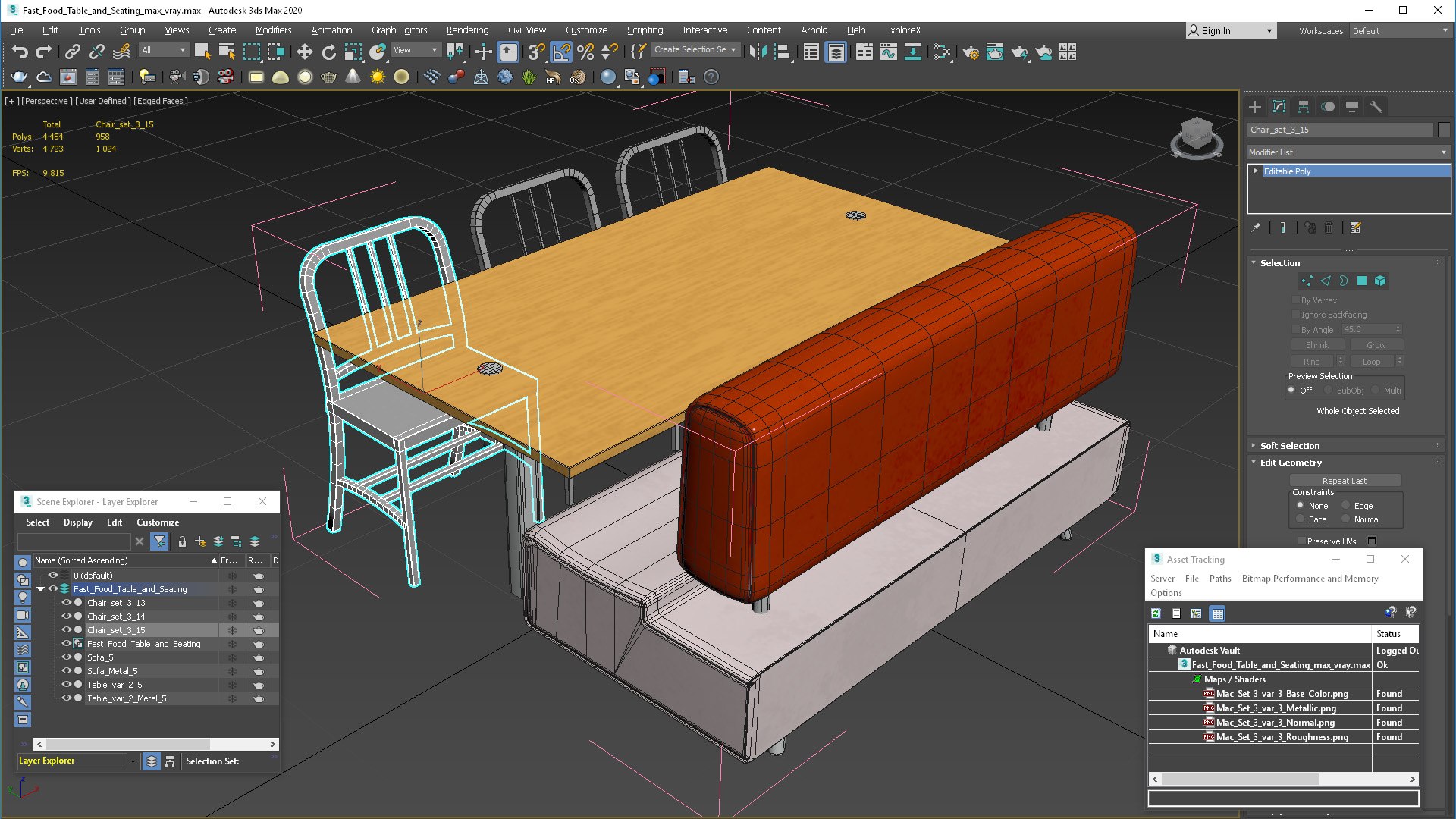 3D Model Fast Food Table And Seating - TurboSquid 2318317