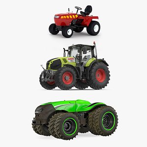 3D Tractors Rigged Collection model