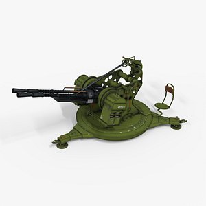 3D Artillery Machine Gun Low-poly 3D model model