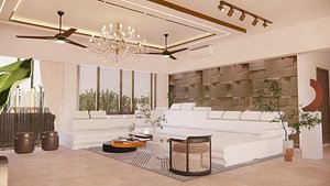 3D Luxury Living  and  Dinning model