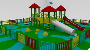 Simple Children Playground 01 Low-poly 3D model