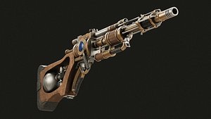 3D Steampunk Old Gun Concept for games model