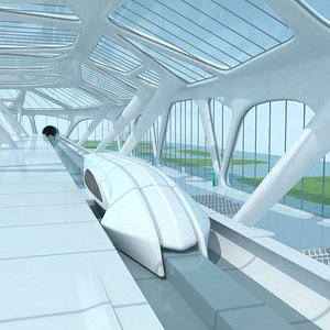 Sci-Fi Futuristic Metro Station 3D model