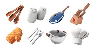 kitchen tools 3d icon set