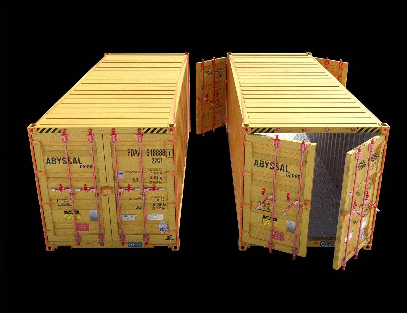 20ft Cargo Container Yellow Model - TurboSquid 2205838