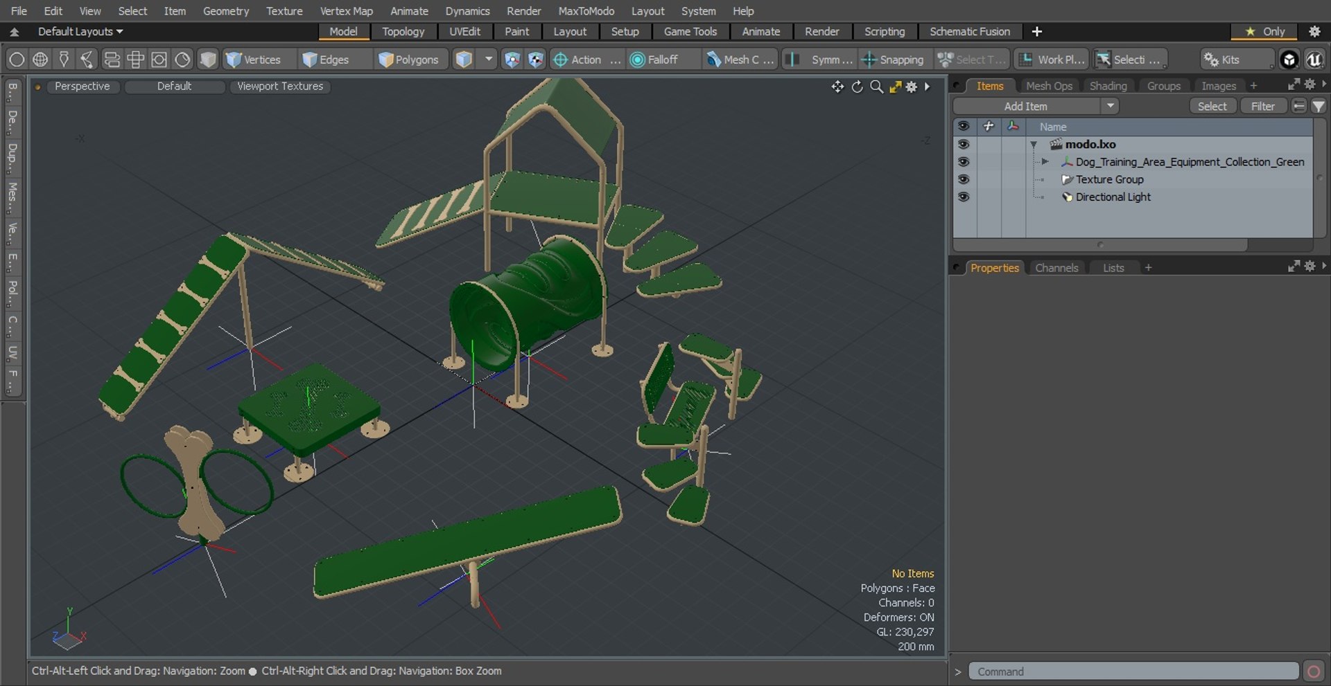Dog Training Area Equipment Set Green 3D model preview