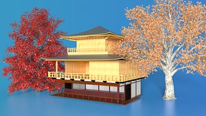 3D Japanese Kinkaku-ji temple