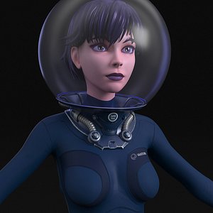 3D Sci-Fi Retro Cosmic Girl Stylized