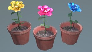 Primrose potted flowers - Game ready