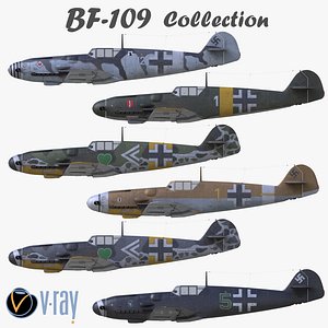 Collection 3D model BF-109 German fighter VRay materials