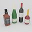 Juego de 4 botellas low poly