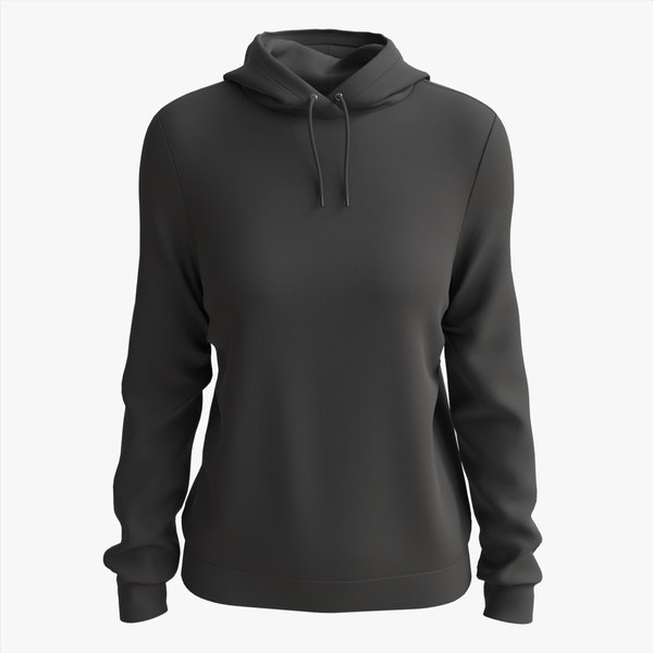 Hoodie for Women Mockup 01 Black 3D