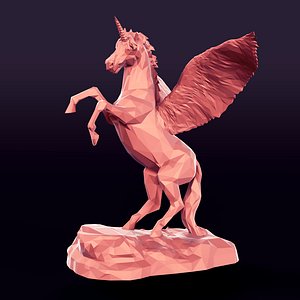 Polygonal Pegasus - Unicorn - Horse Statue - Figurine