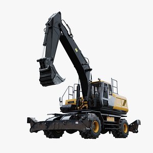 3D model Wheeled Excavator