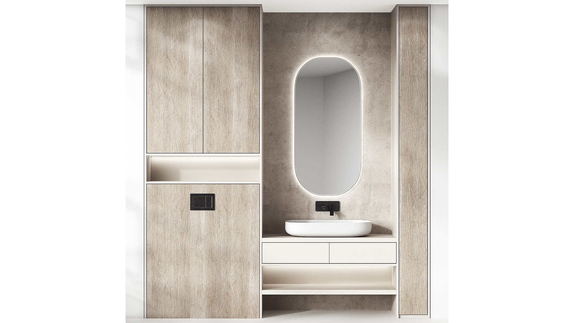 3D Model Bathroom Furniture Kit Countertop Sink Wall Mirror - TurboSquid 2254349