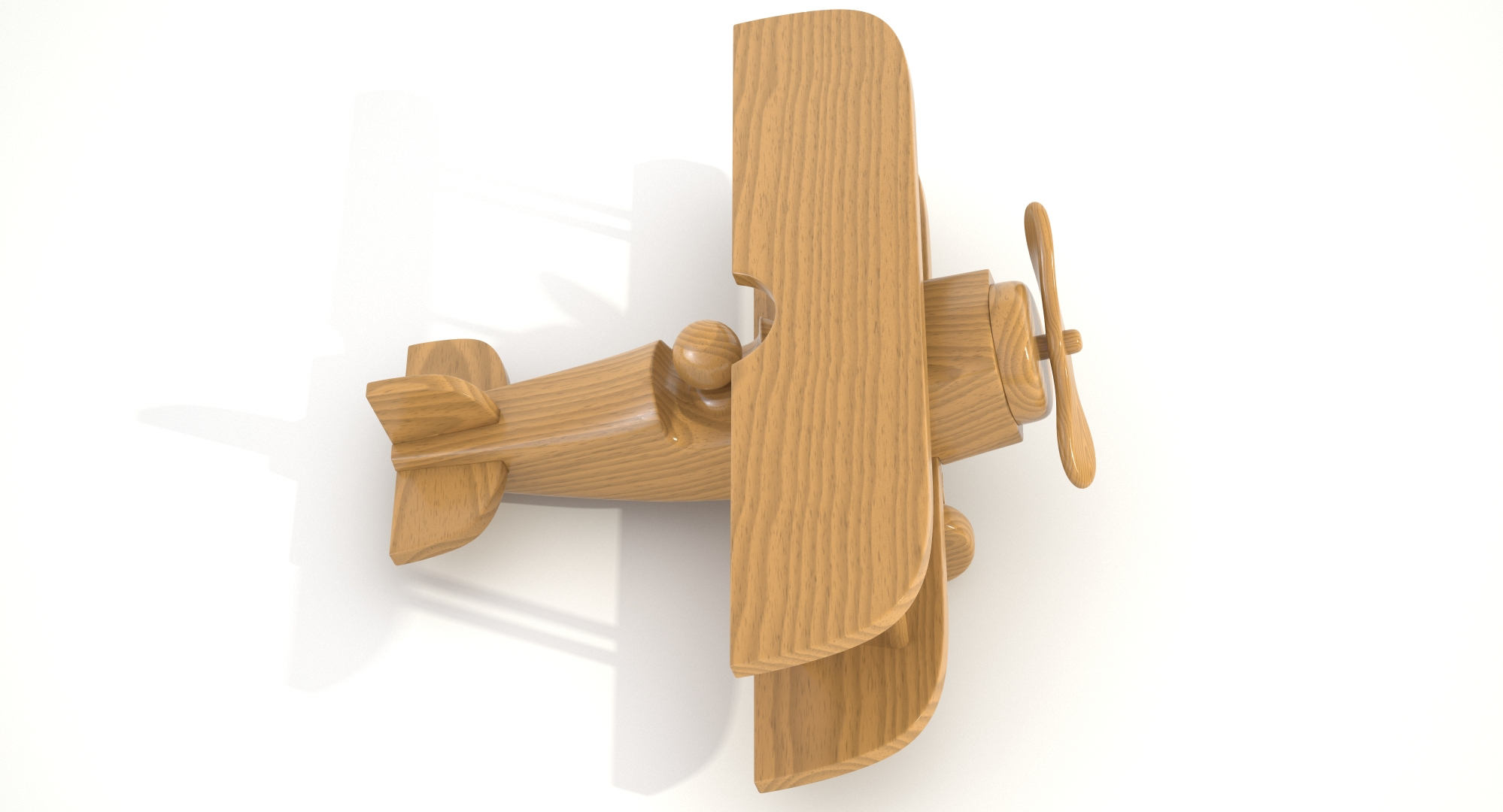 3d model varnished wooden airplane toy