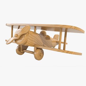 3d model varnished wooden airplane toy