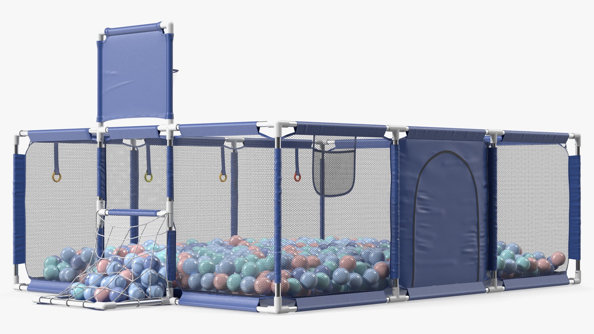 Baby Playpen Blue with Plastic Balls 3D model preview