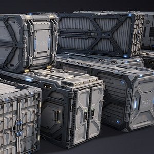 3D Sci-Fi Parts Kit Pack Vol 05 Container-PBR
