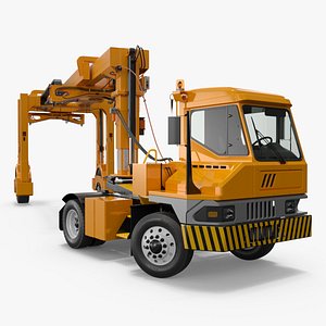 3D model Terminal Container Carrier Truck Yellow Rigged for Maya