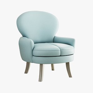Furniture Accent Chairs Bohemian Light Blue Leather Platinum Legs006 3D