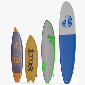 3d model surfboards set shortboard