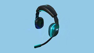 Headset 09 - Black Blue - Character Fashion Design 3D
