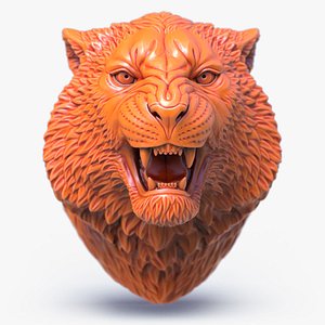 3D Tiger Head Angry Animal Sculpture