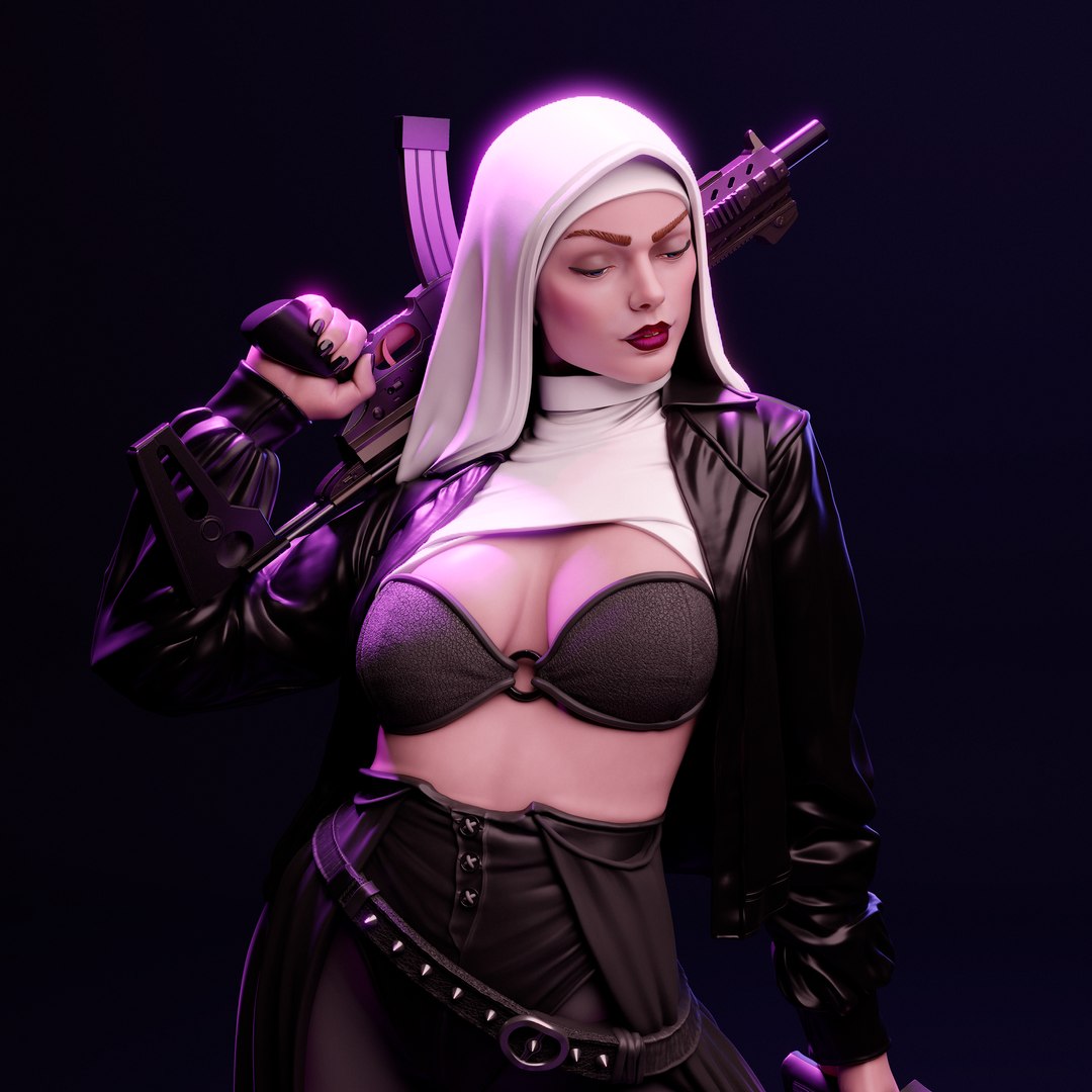 Battle Nun with Guns - Sexy Warrior 3D Print Model 3D model https://p.turbosquid.com/ts-thumb/AH/UyJEkD/8z/0.0/png/1759234613/1920x1080/fit_q87/20e17133bc154be932d59d48f520373c356d62b6/0.0.jpg