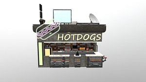 3D Cyberpunk City - Hotdog Stand