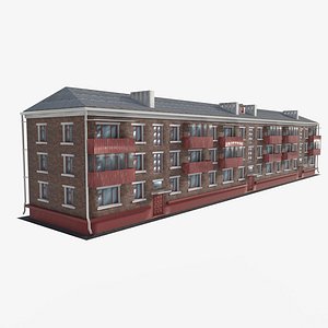 3D house red brick