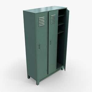 PBR School Gym Locker 08 - Green Light 3D model