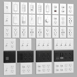 3D ELEGRP US wall switches and sockets model