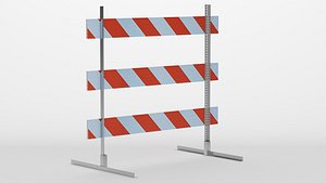 3D Roadworks Type III Barricade  6 Inch Boards PBR model