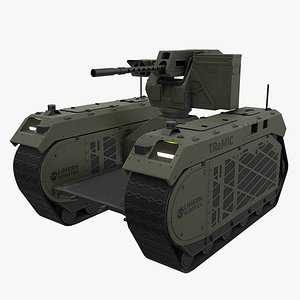 Smart Military Robot With Remote Machine Gun - Green