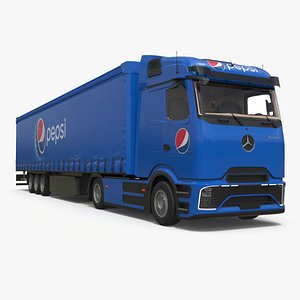 3D Mercedes Electric Truck with PepsiCo Trailer model