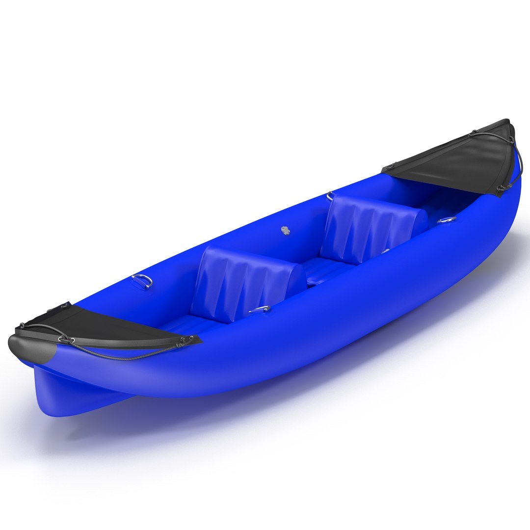 Inflatable Kayak 3 Blue 3D Model 3D model preview