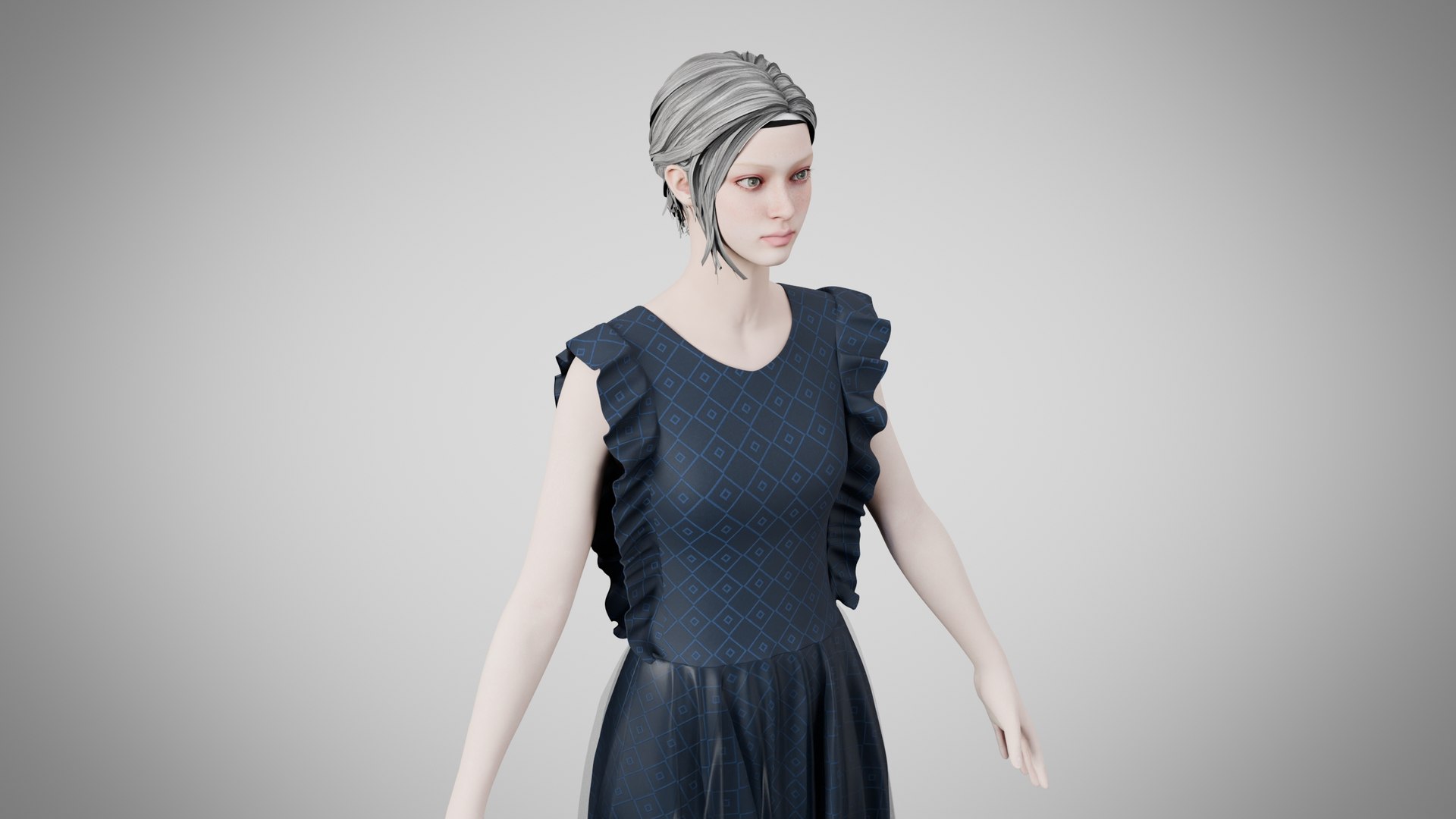 Dress 20 Dark Blue 3D Model - TurboSquid 2469337