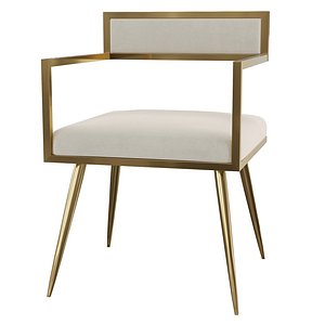 Homary-Modern Dining Chair Velvet Upholstered Accent Arm Chairs with Gold Metal Legs 3D model