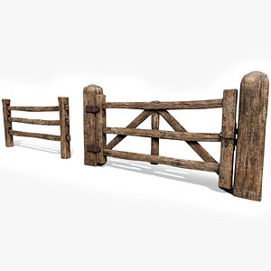 3D PBR Old Wooden Fence Modular