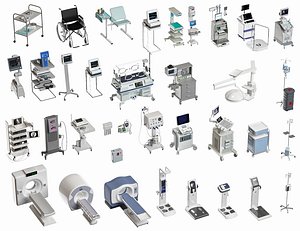 3D Medical Equipment Medical Table Medical CT Scanner Monitor Medical Device Wheelchair Infusion Kit iv model