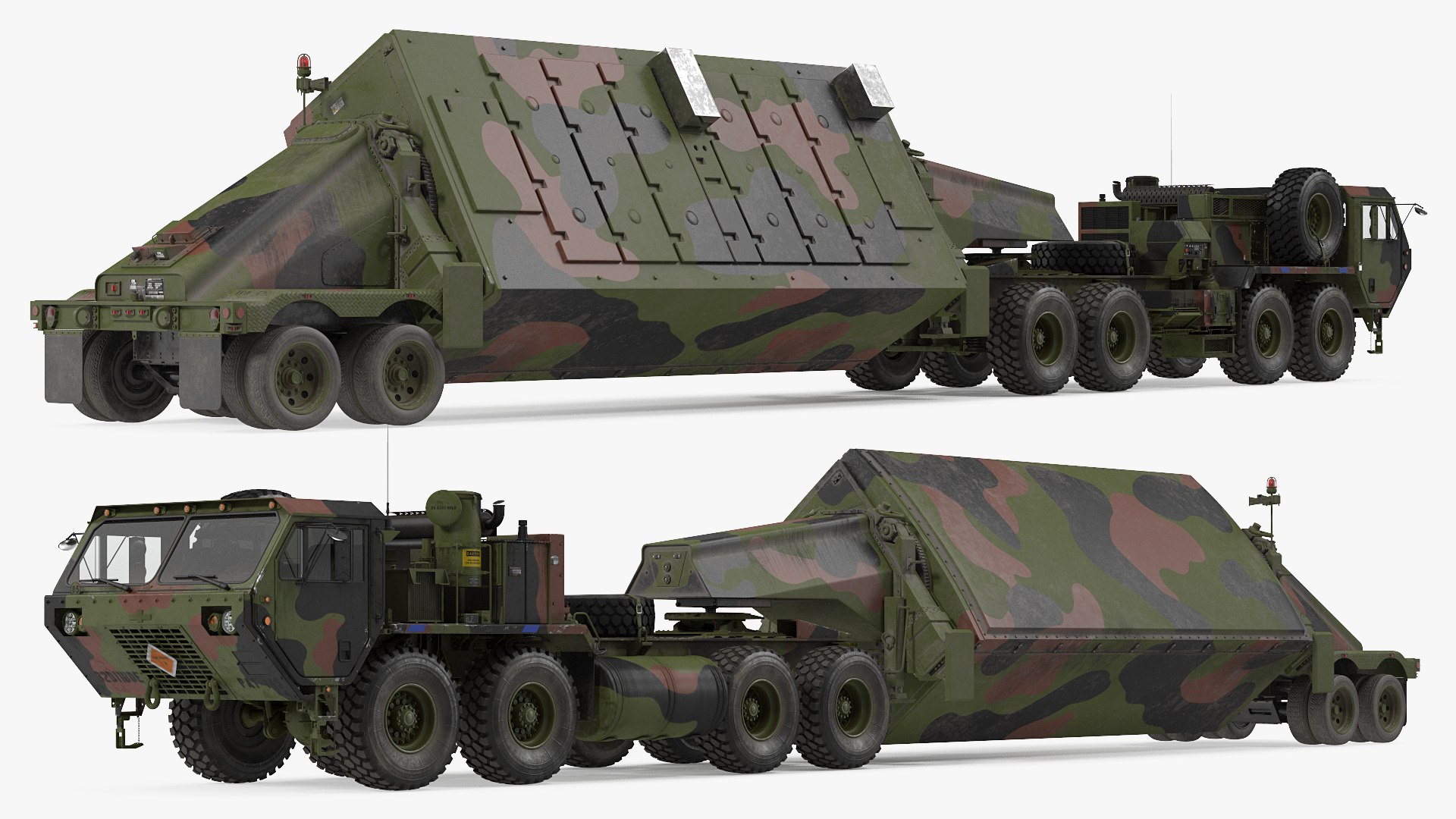 Camouflage M983 Tractor with TPY2 Radar Rigged 3D model preview